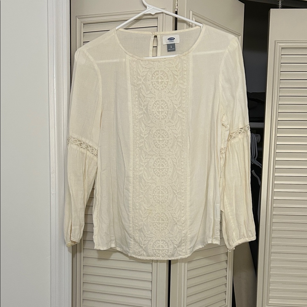 Old Navy Ivory Lace Detail Blouse